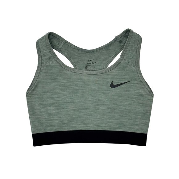 NIKE Women’s Sports Bra Size S Gray Black Dri-FIT Racerback Medium Support - Picture 2 of 9